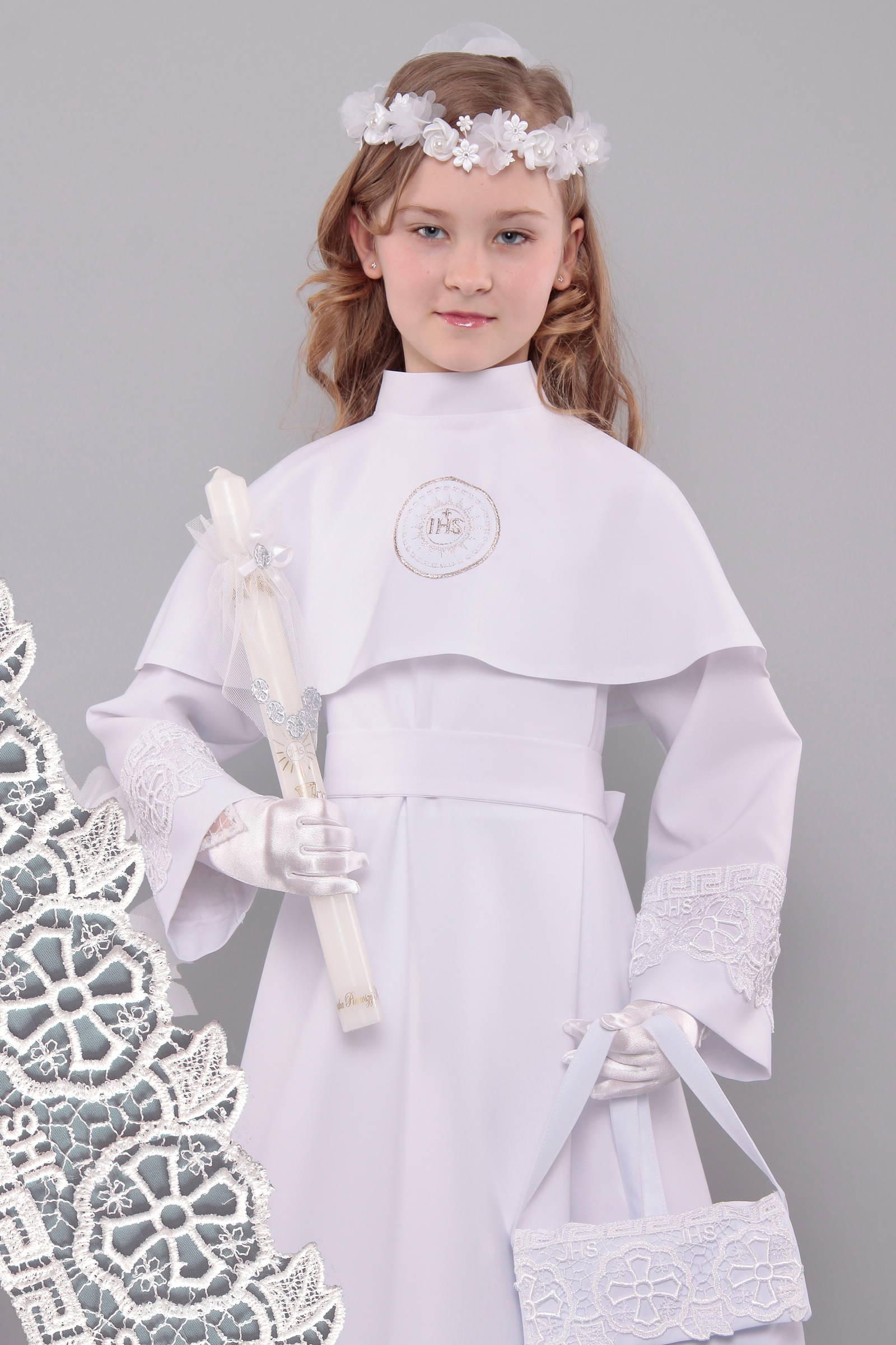 Communion dress with guipure 6/UK-RS1 - obraz 1