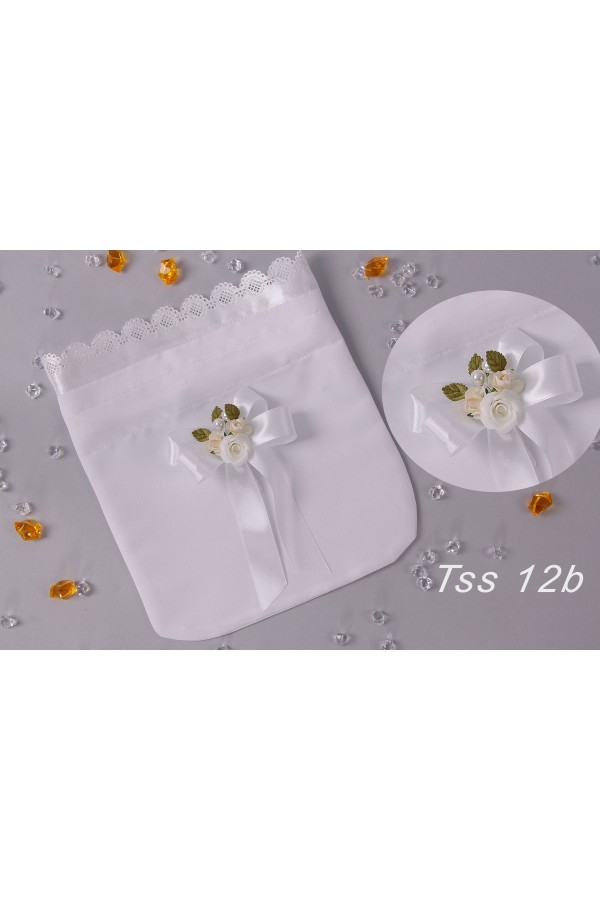 Communion satin bag with bouquet Communion satin bag with bouquet - obraz 2