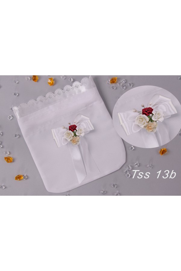 Communion satin bag with bouquet Communion satin bag with bouquet - obraz 3