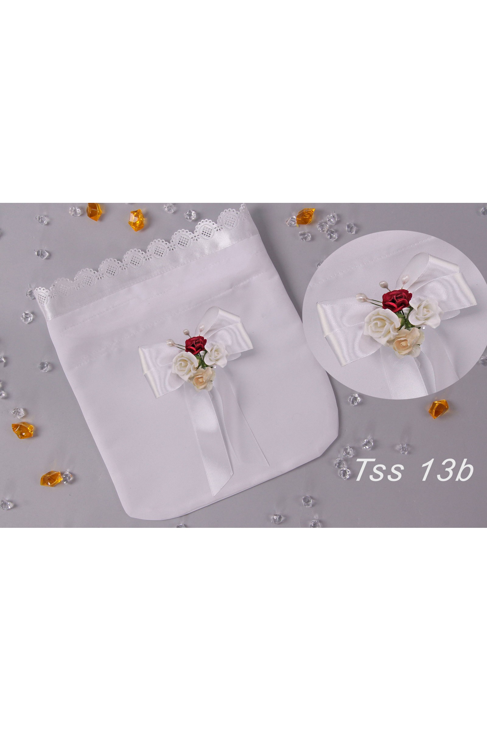 Communion satin bag with bouquet Communion satin bag with bouquet - obraz 3
