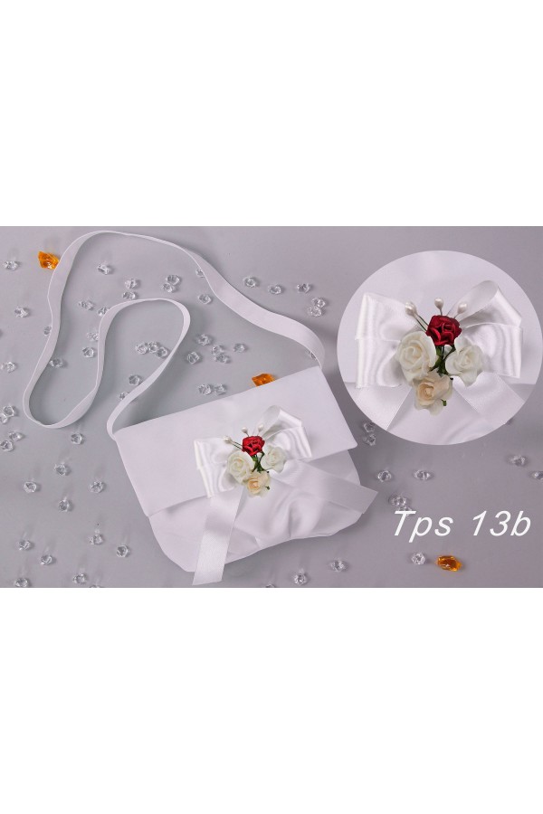 Satin communion bag with belt bouquet Satin communion bag with belt bouquet - obraz 2