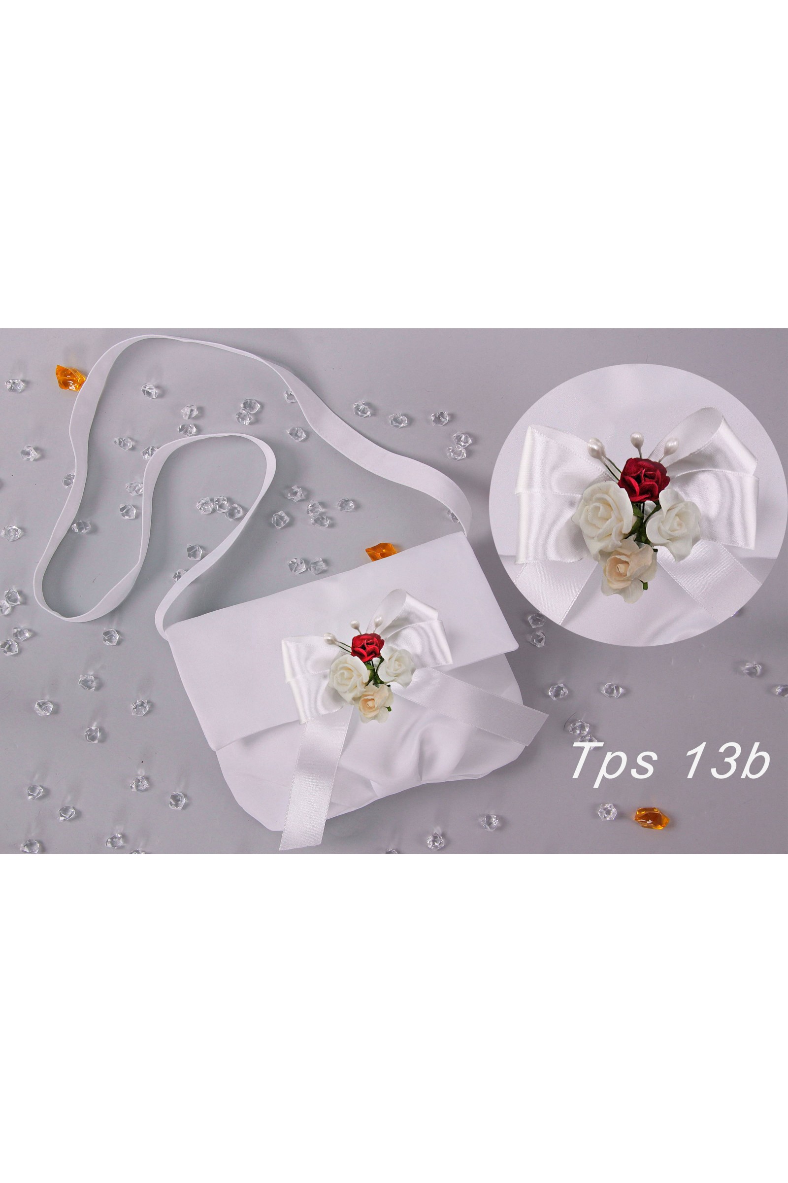 Satin communion bag with belt bouquet Satin communion bag with belt bouquet - obraz 2