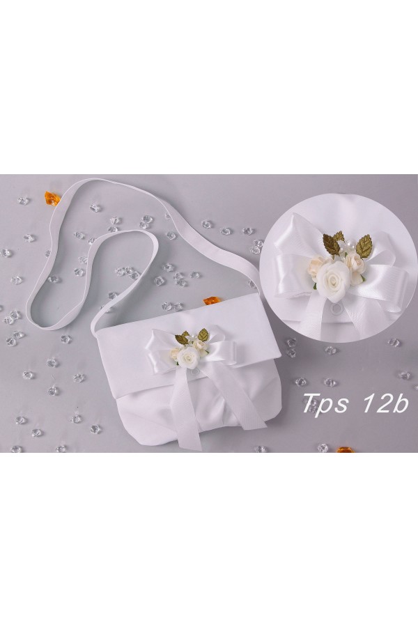 Satin communion bag with belt bouquet Satin communion bag with belt bouquet - obraz 1