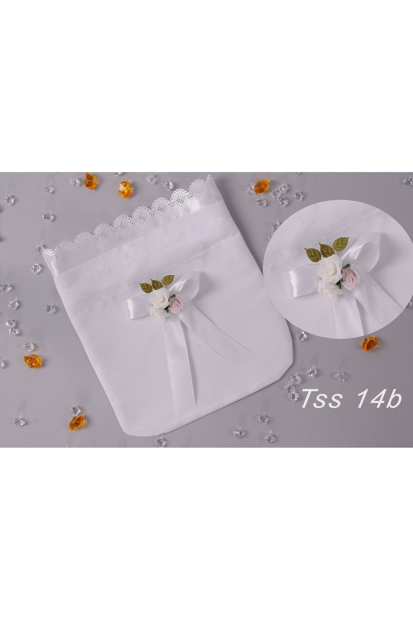 Communion satin bag with bouquet Communion satin bag with bouquet - obraz 4