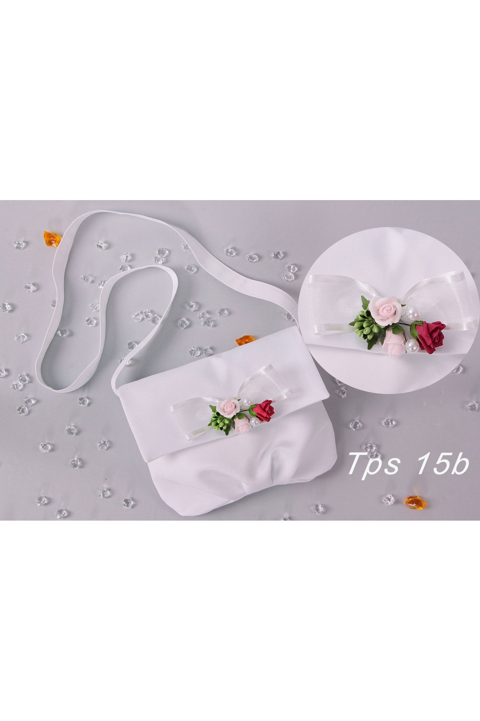 Satin communion bag with belt bouquet Satin communion bag with belt bouquet - obraz 4