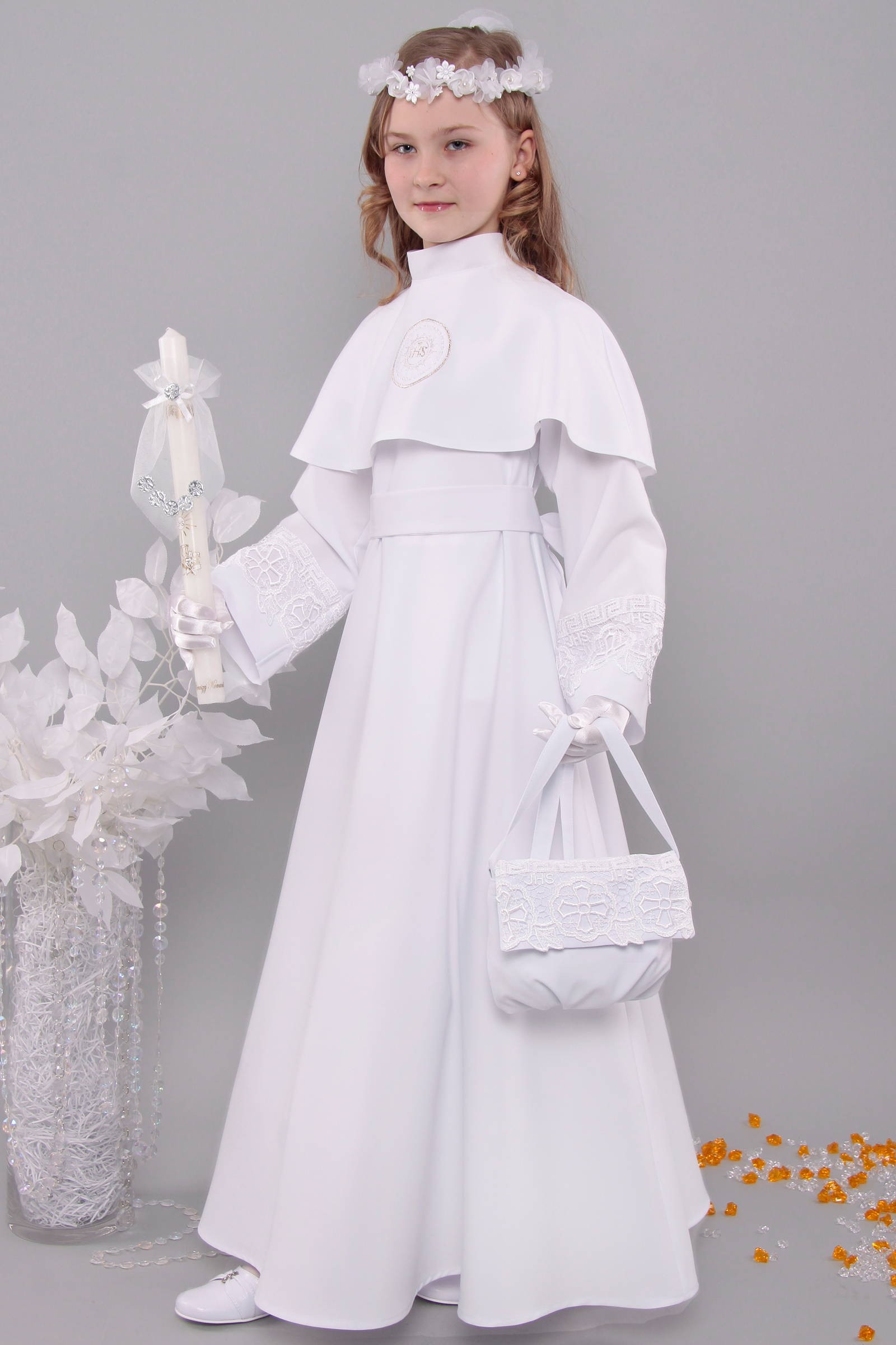 Communion dress with guipure 6/UK-RS1 - obraz 4