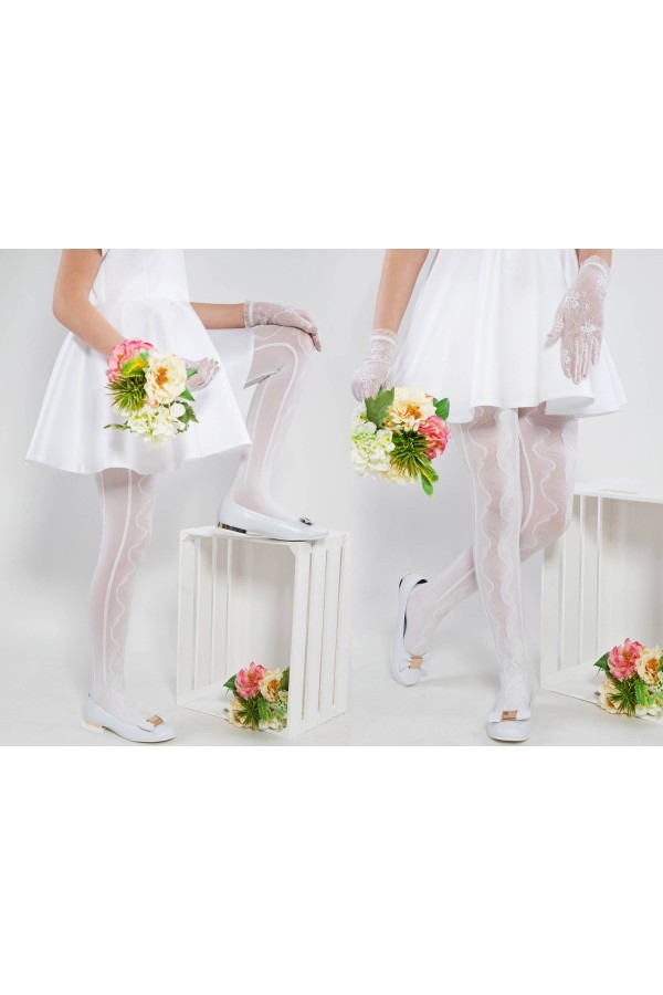 Elegant communion tights - Olive warming - obraz 4