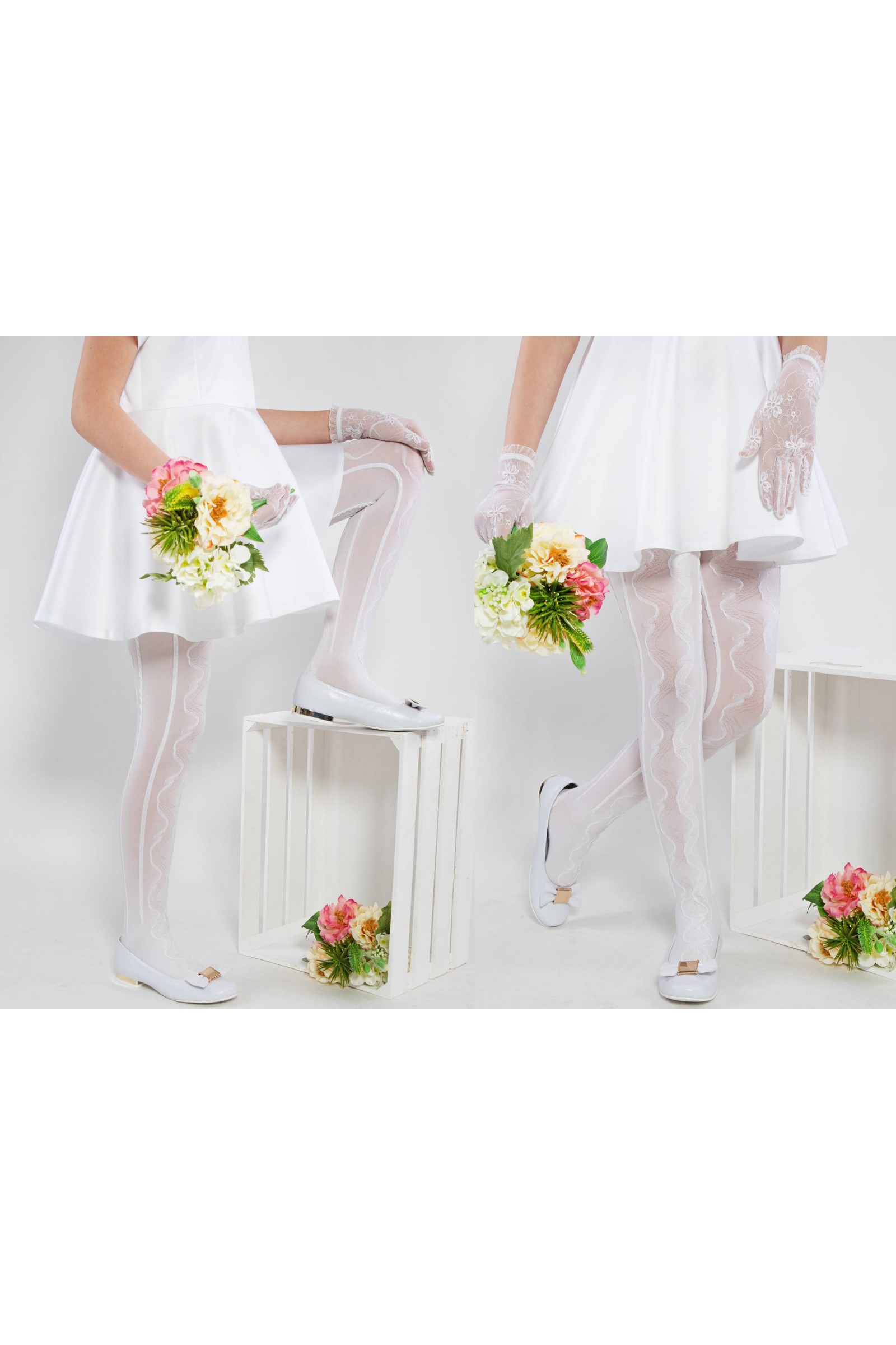 Elegant communion tights - Olive warming - obraz 4