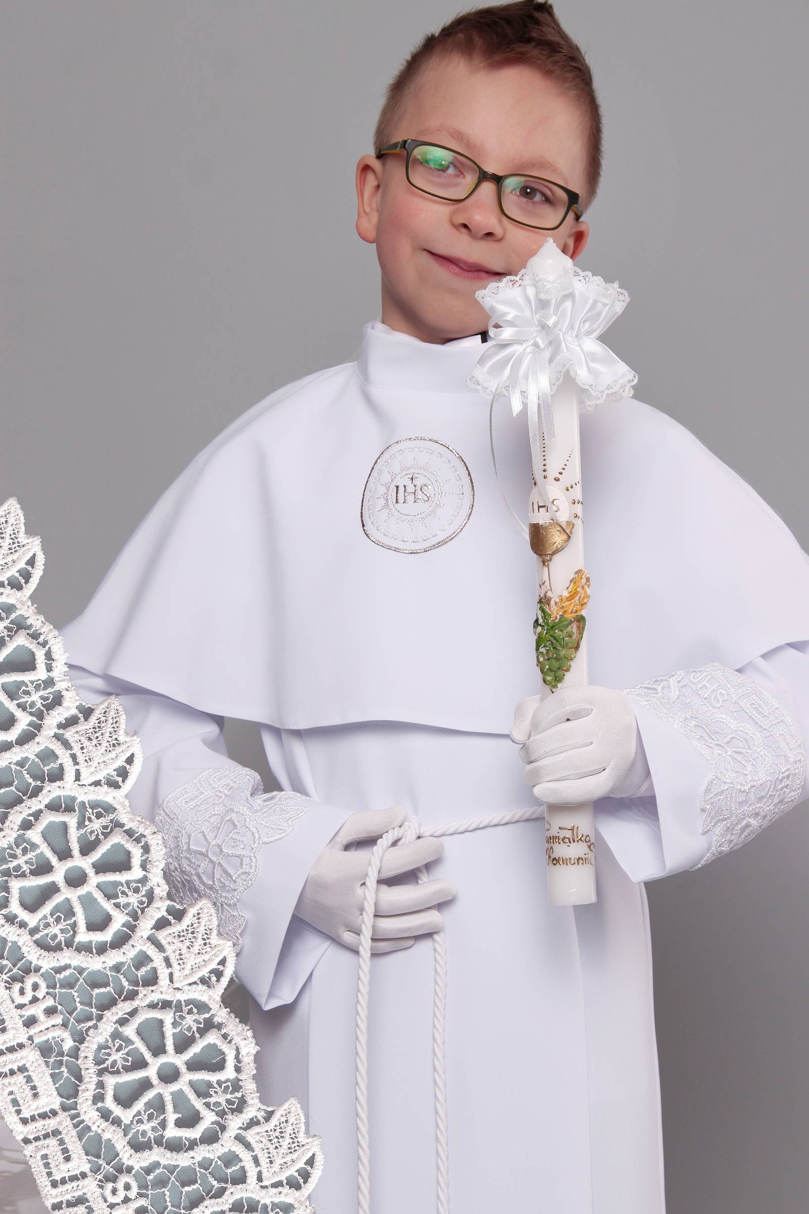 Communion robe with guipure 10/UK-KK - obraz 0