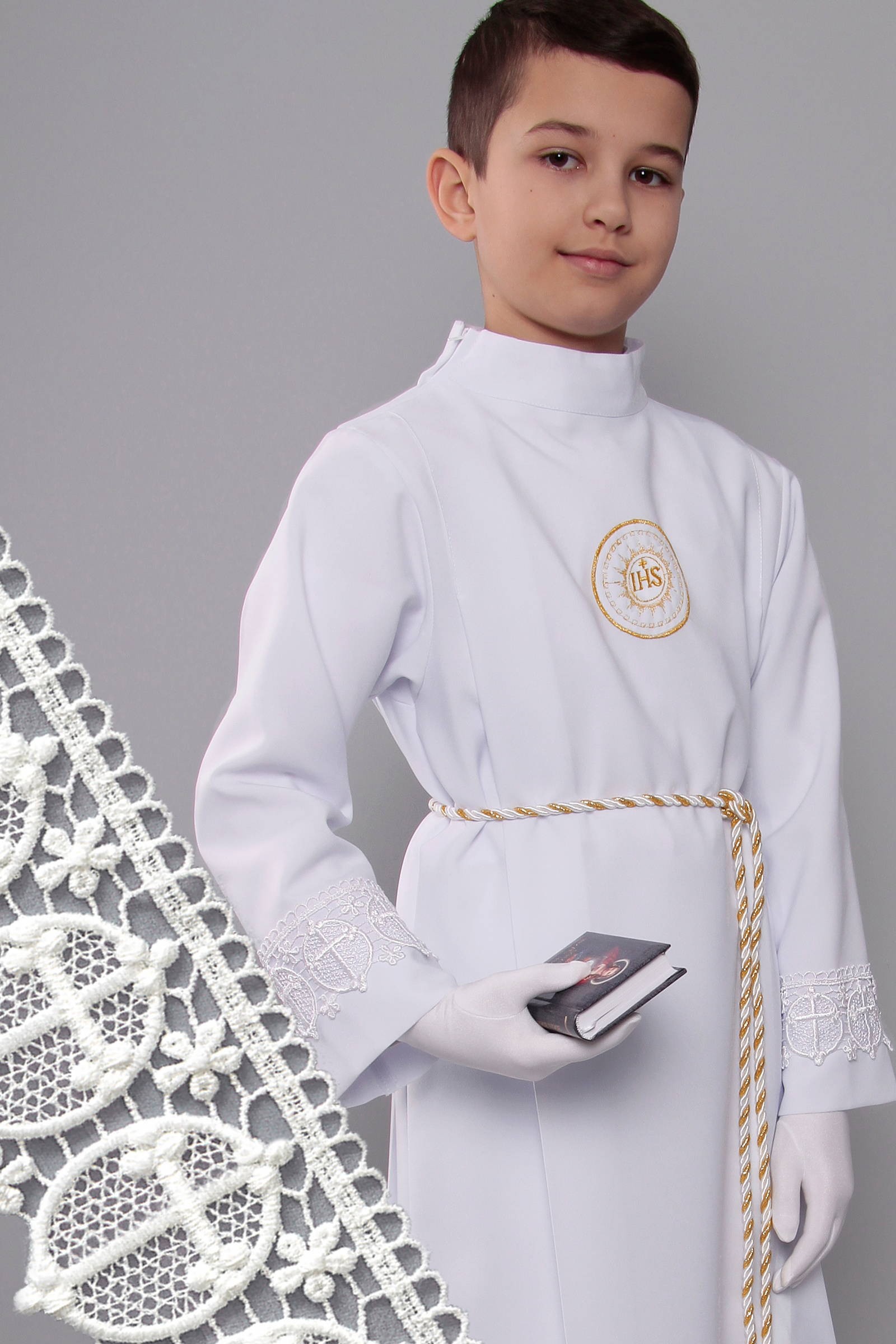 Communion dress with guipure 8/UK-Z2 - obraz 1