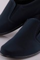 Communion shoes UK-017 - nubuck navy blue moccasins - obraz 2