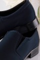 Communion shoes UK-017 - nubuck navy blue moccasins - obraz 4