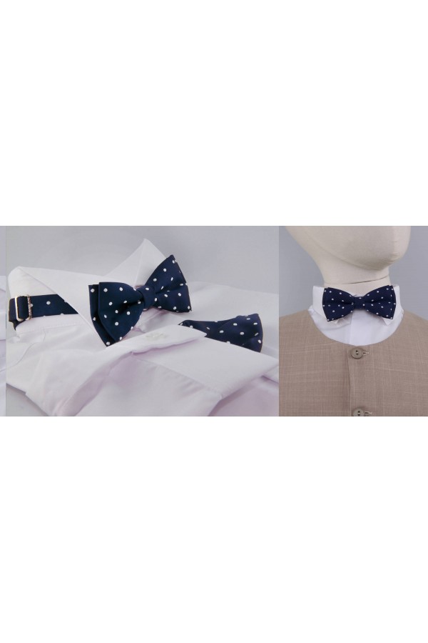 UK-MGK communion bow tie navy blue with dots - obraz 2