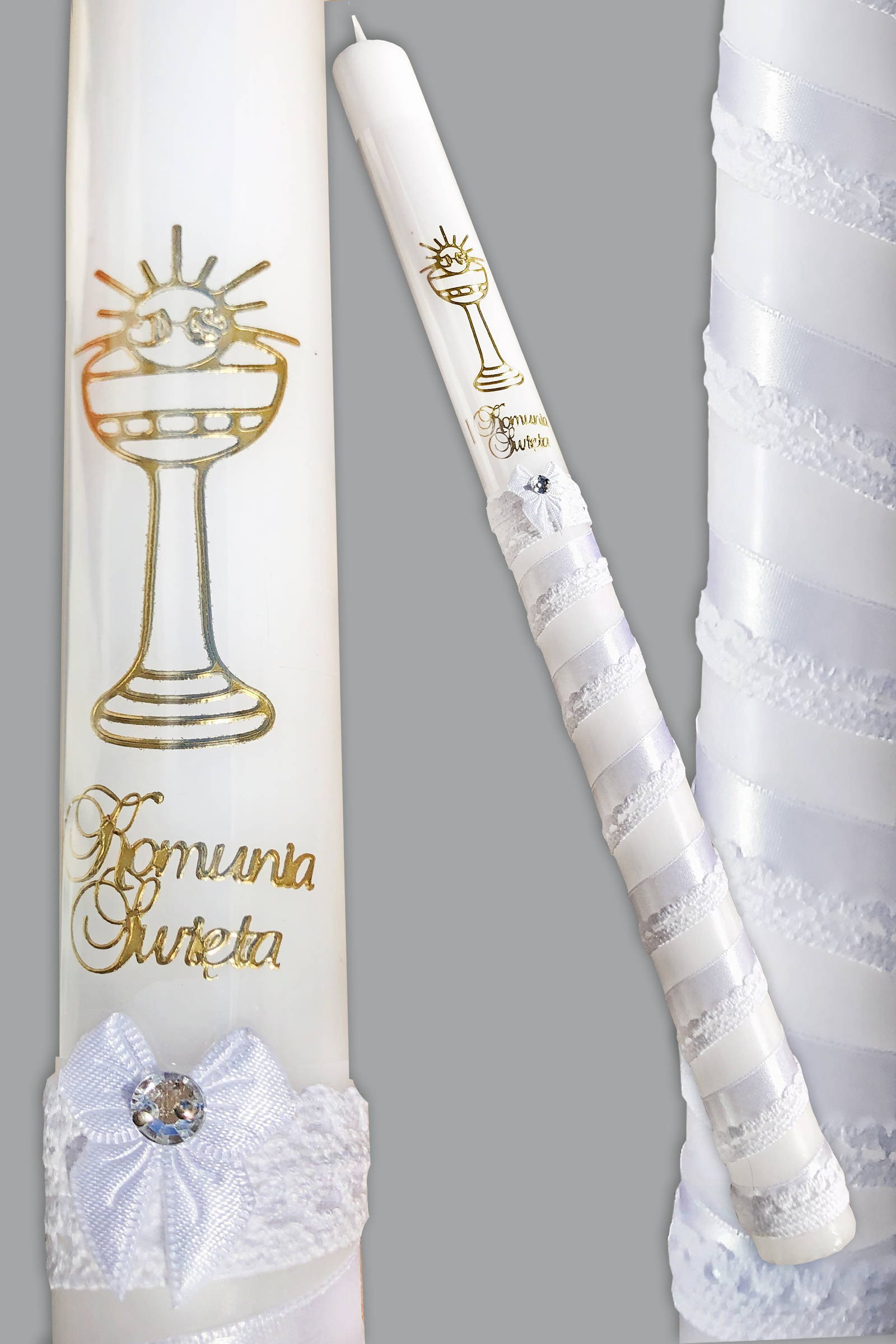 Communion candle UK-SW-Gold and ribbon - obraz 0
