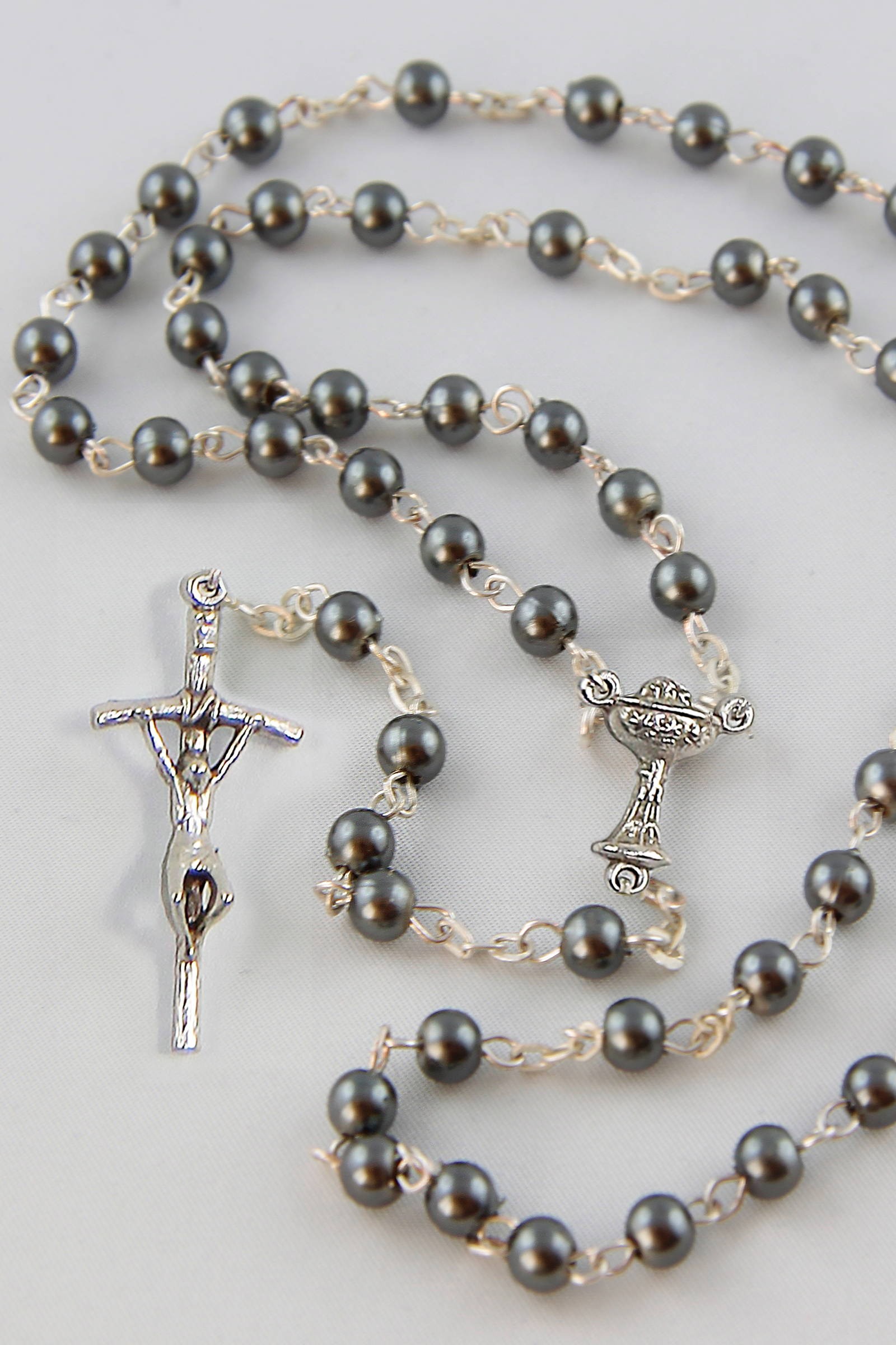 Communion rosary - pearl graphite UK-PG Communion rosary - pearl graphite UK-PG - obraz 0