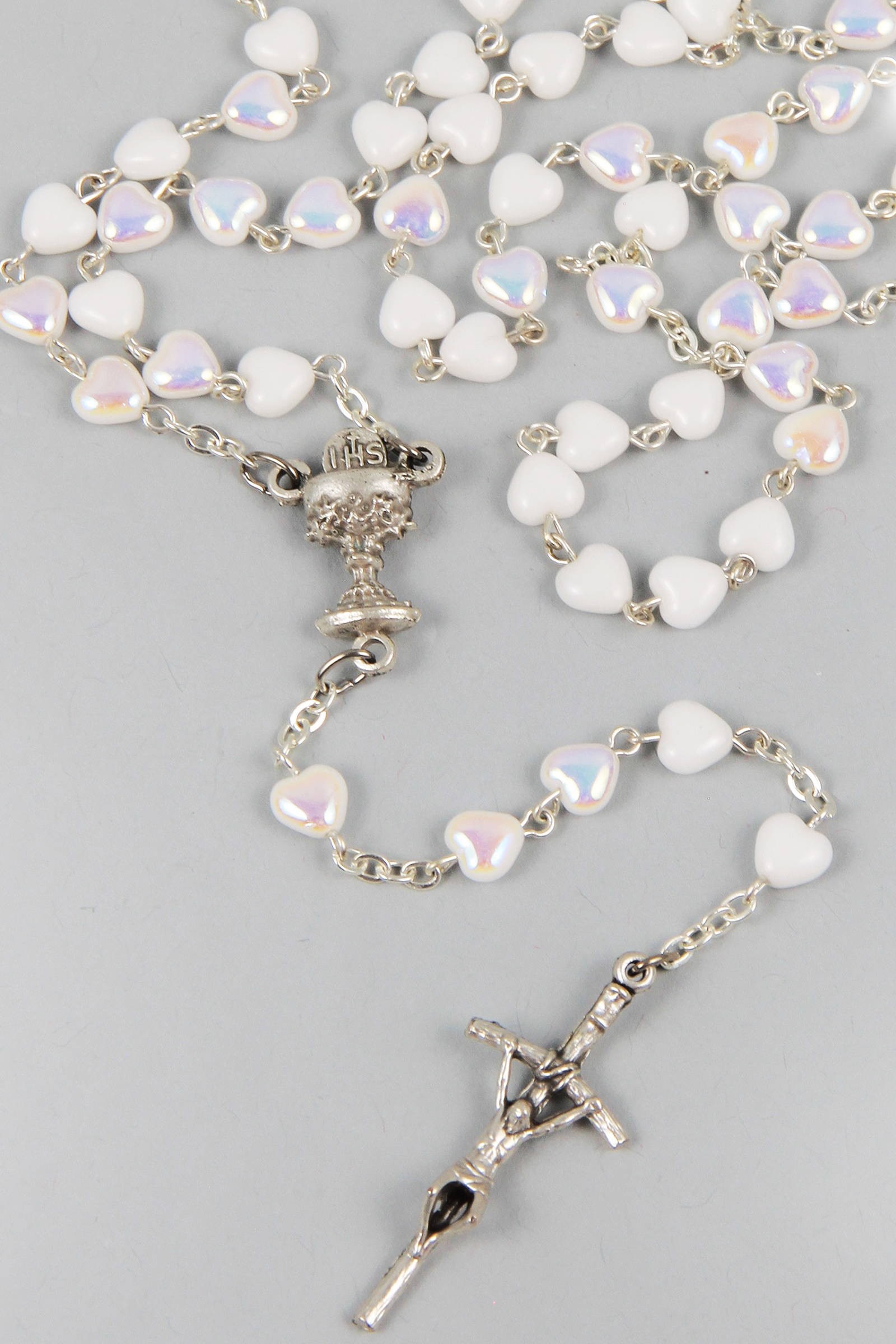 Communion rosary - heart white UK-SB Communion rosary - heart white UK-SB - obraz 1