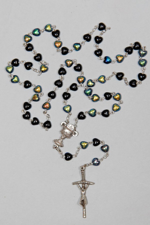 Communion rosary - hearts hematite UK-SHC Communion rosary - hearts hematite UK-SHC - obraz 1