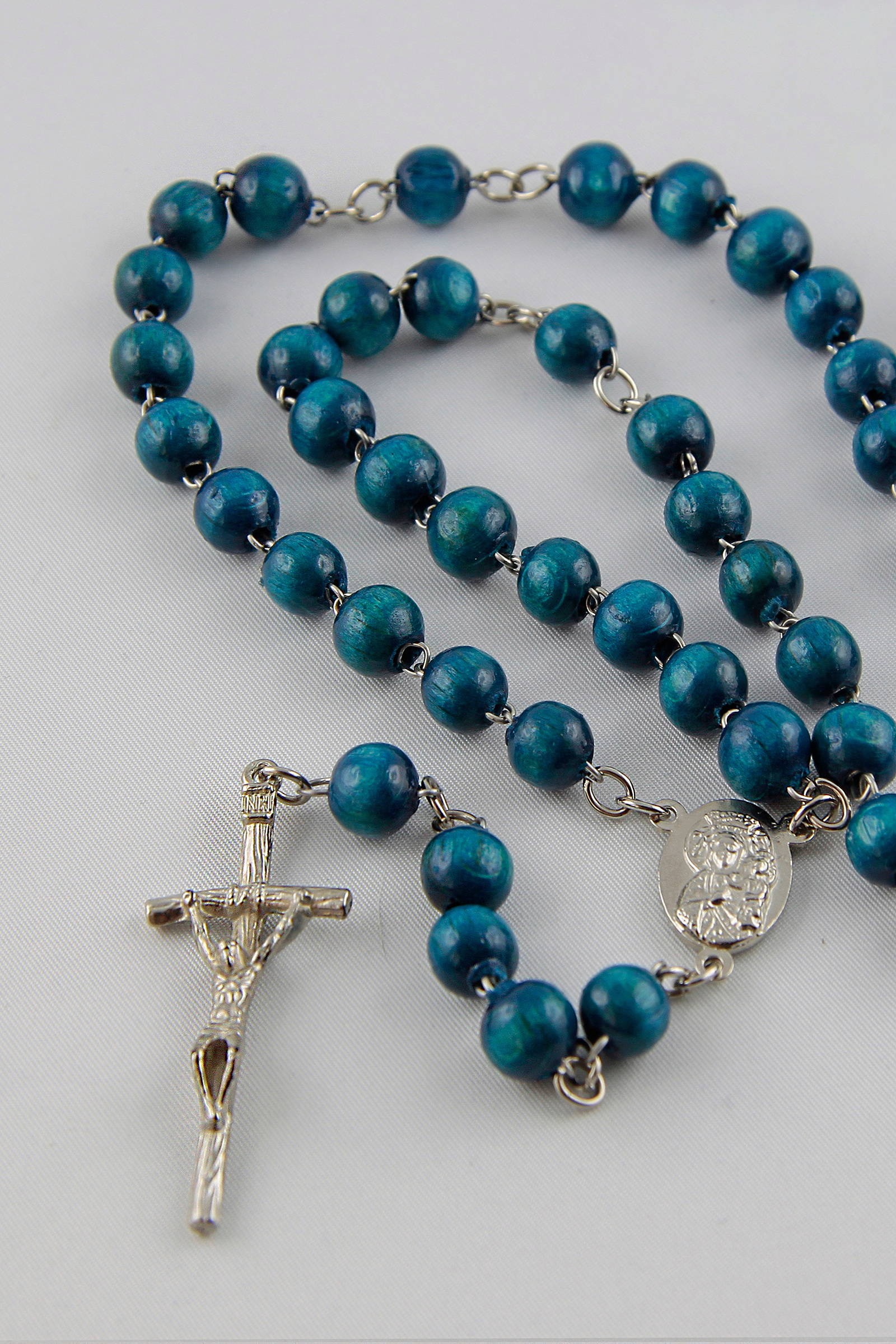 Communion rosary - wooden blue UK-DN - obraz 0
