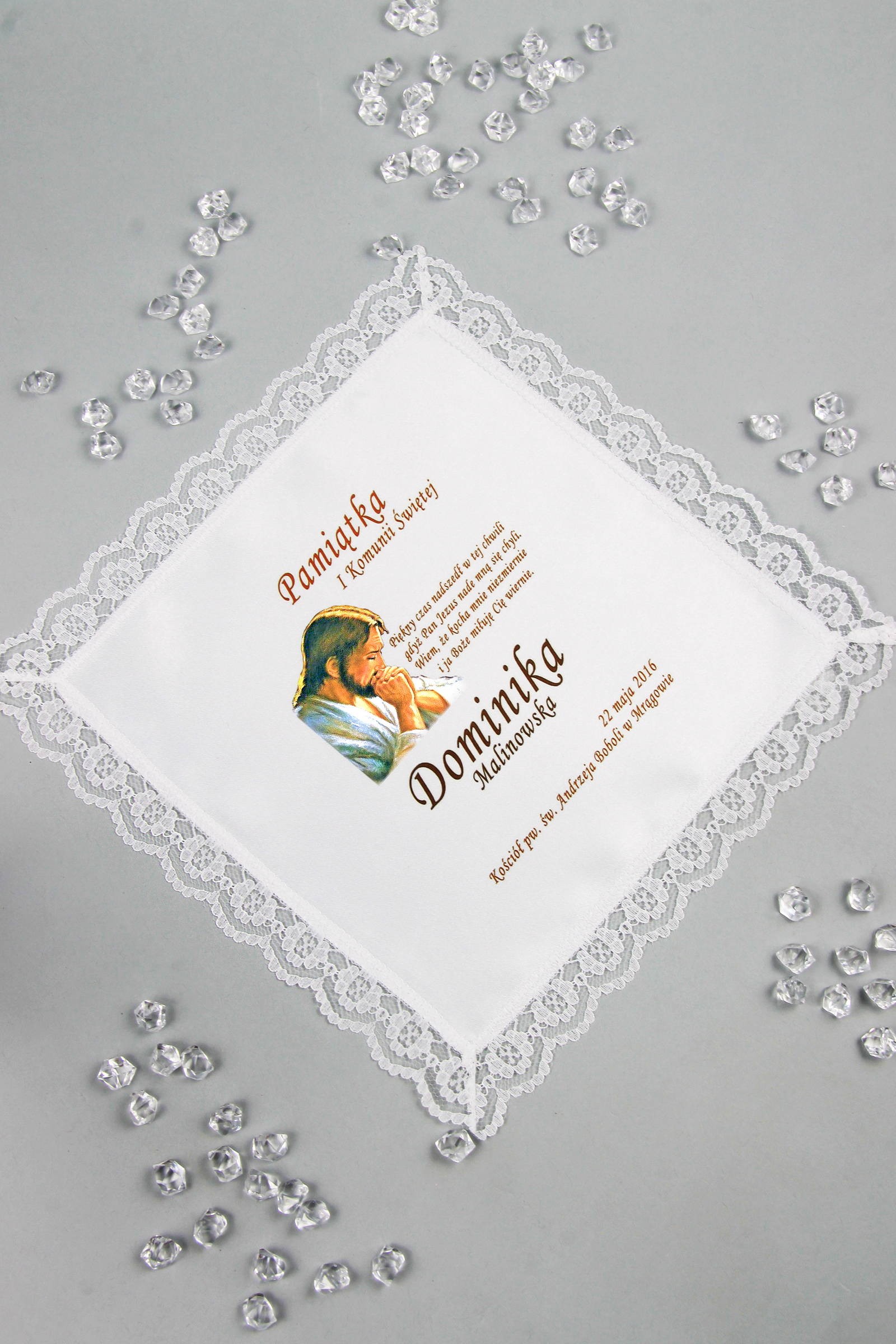 Communion handkerchief with graphic personalized UK-CHGI 3 Communion handkerchief with graphic personalized UK-CHGI 3 - obraz 1