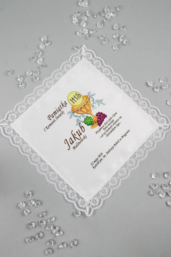 Communion handkerchief with graphic personalized UK-CHGI 2 Communion handkerchief with graphic personalized UK-CHGI 2 - obraz 1