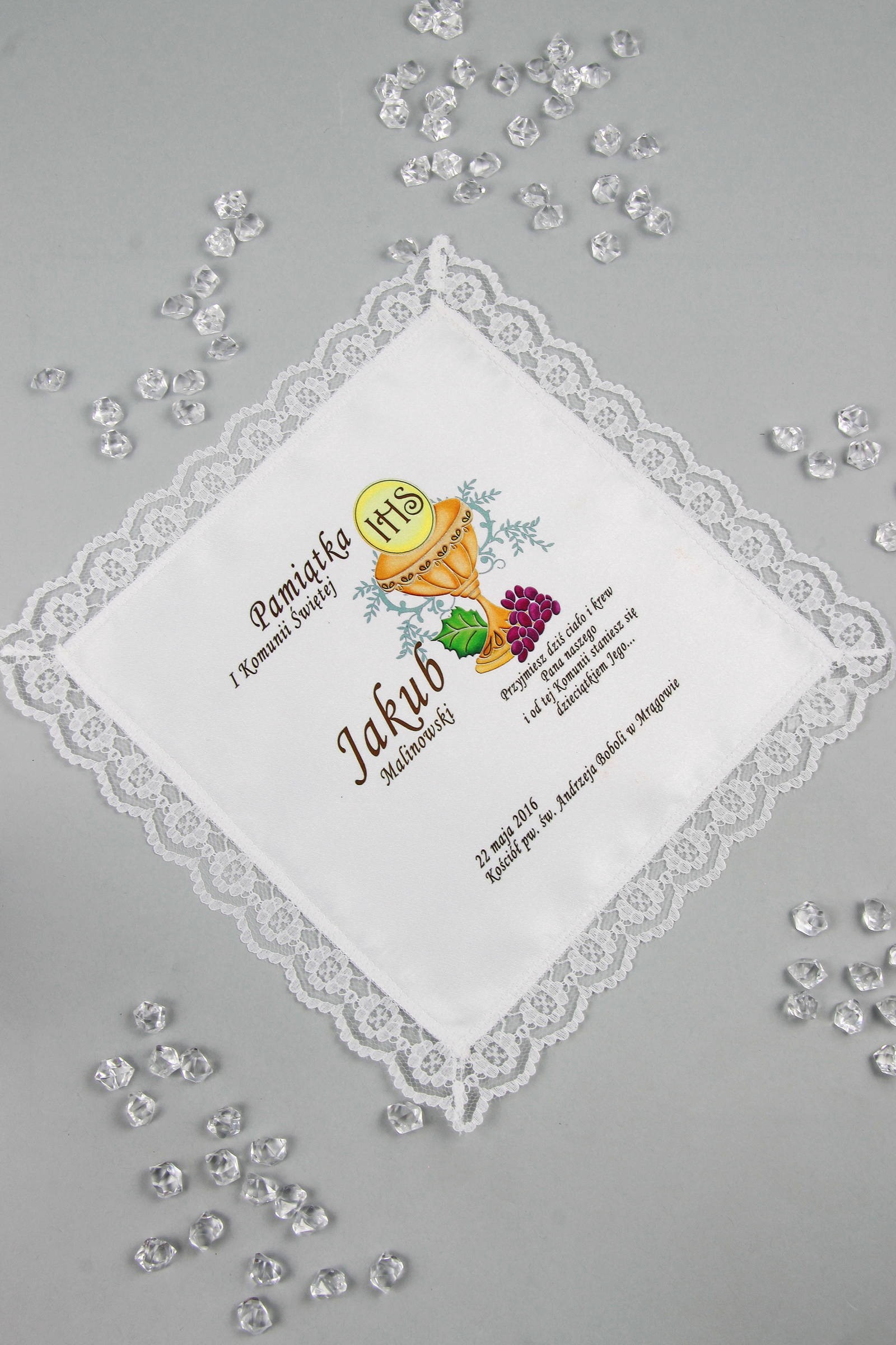 Communion handkerchief with graphic personalized UK-CHGI 2 Communion handkerchief with graphic personalized UK-CHGI 2 - obraz 1