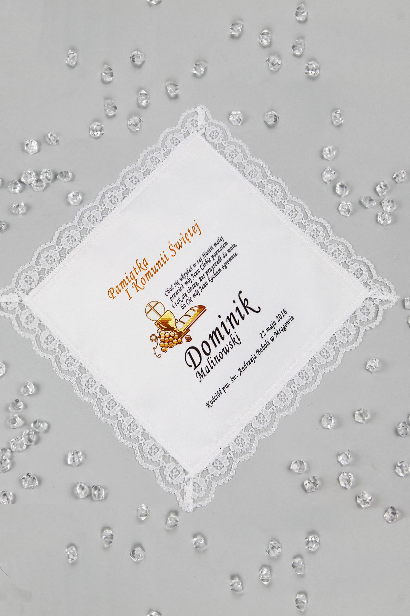 Communion handkerchief with graphic personalized UK-CHGI 4 Communion handkerchief with graphic personalized UK-CHGI 4 - obraz 1