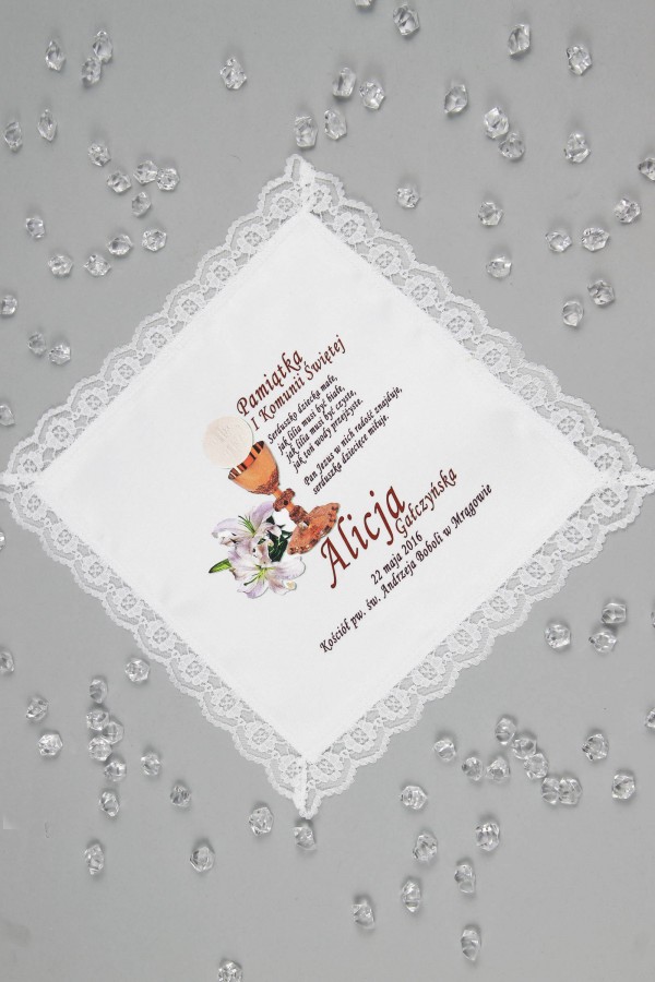 Communion handkerchief with graphic personalized UK-CHGI 6 Communion handkerchief with graphic personalized UK-CHGI 6 - obraz 1