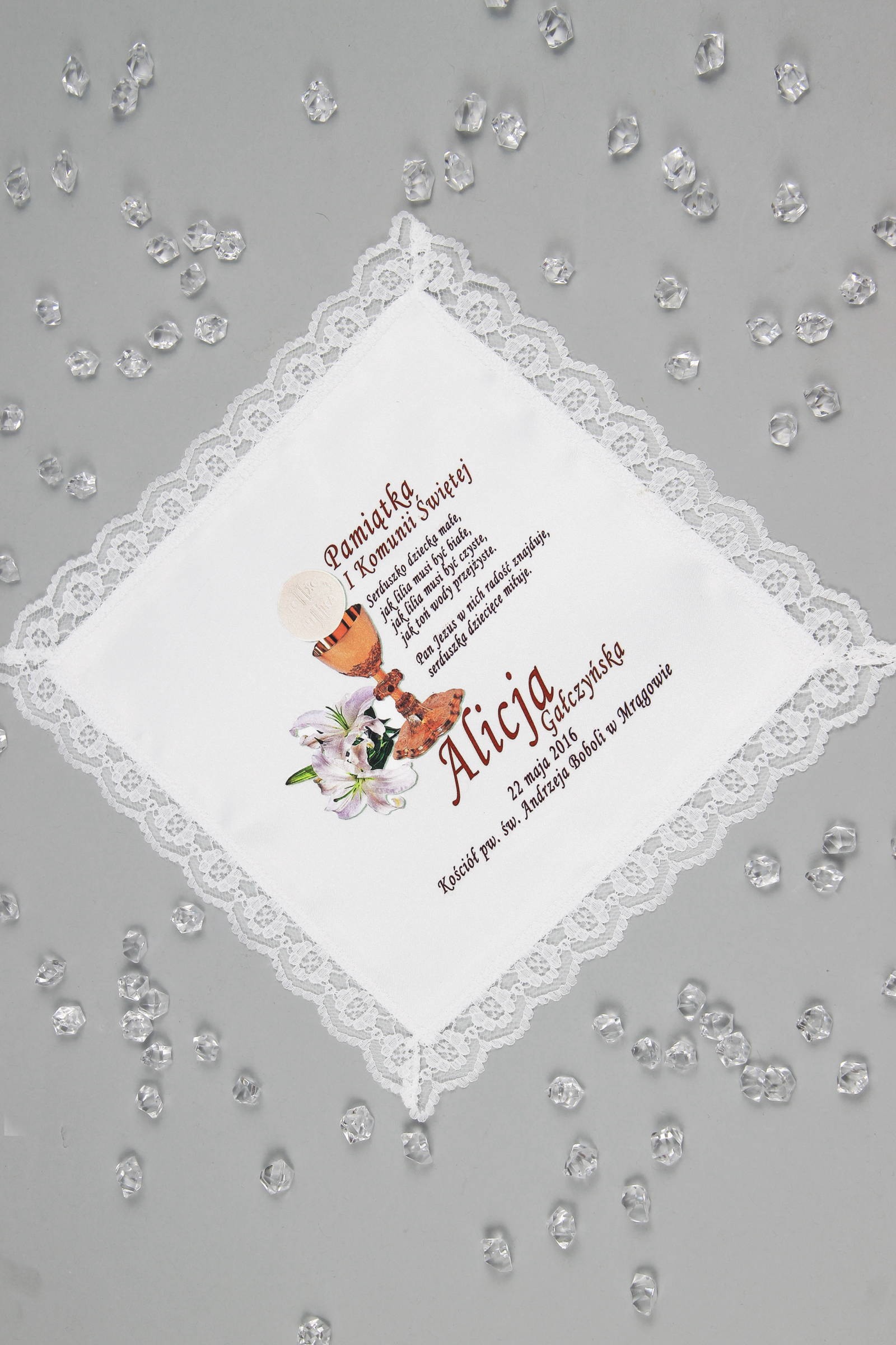 Communion handkerchief with graphic personalized UK-CHGI 6 Communion handkerchief with graphic personalized UK-CHGI 6 - obraz 1