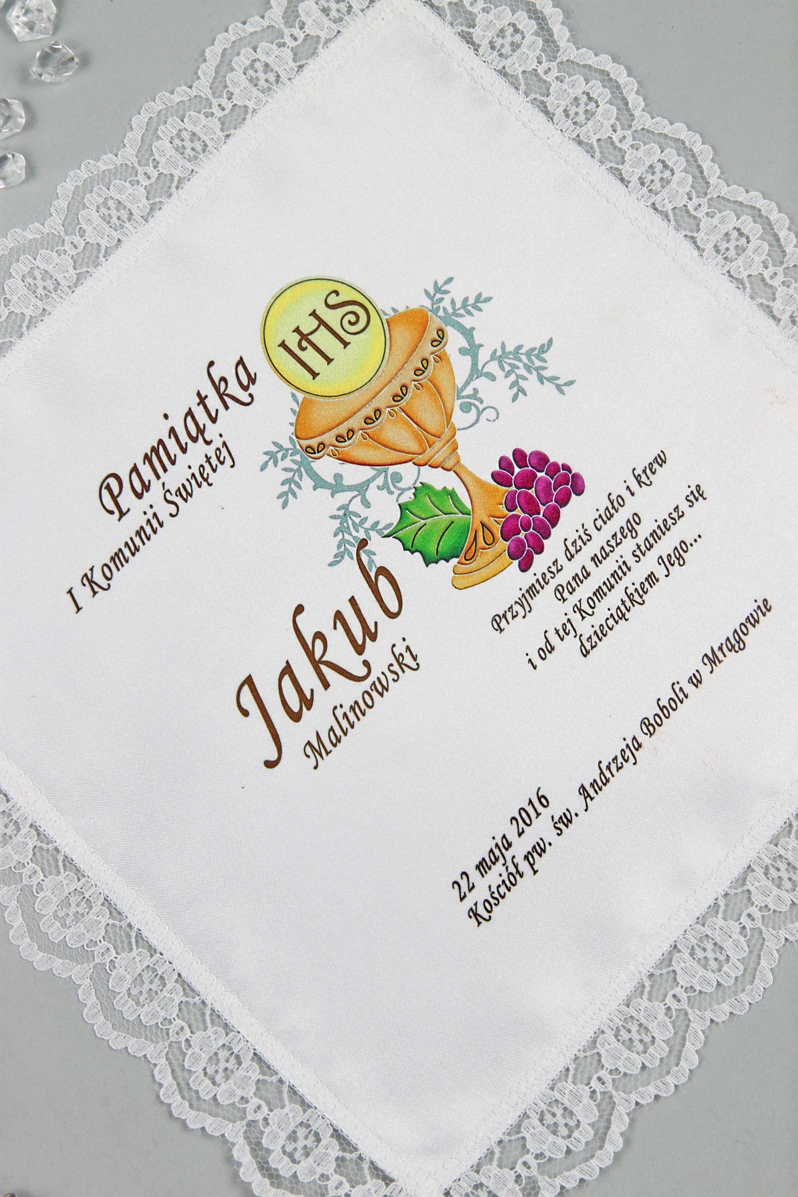 Communion handkerchief with graphic personalized UK-CHGI 2 Communion handkerchief with graphic personalized UK-CHGI 2 - obraz 0