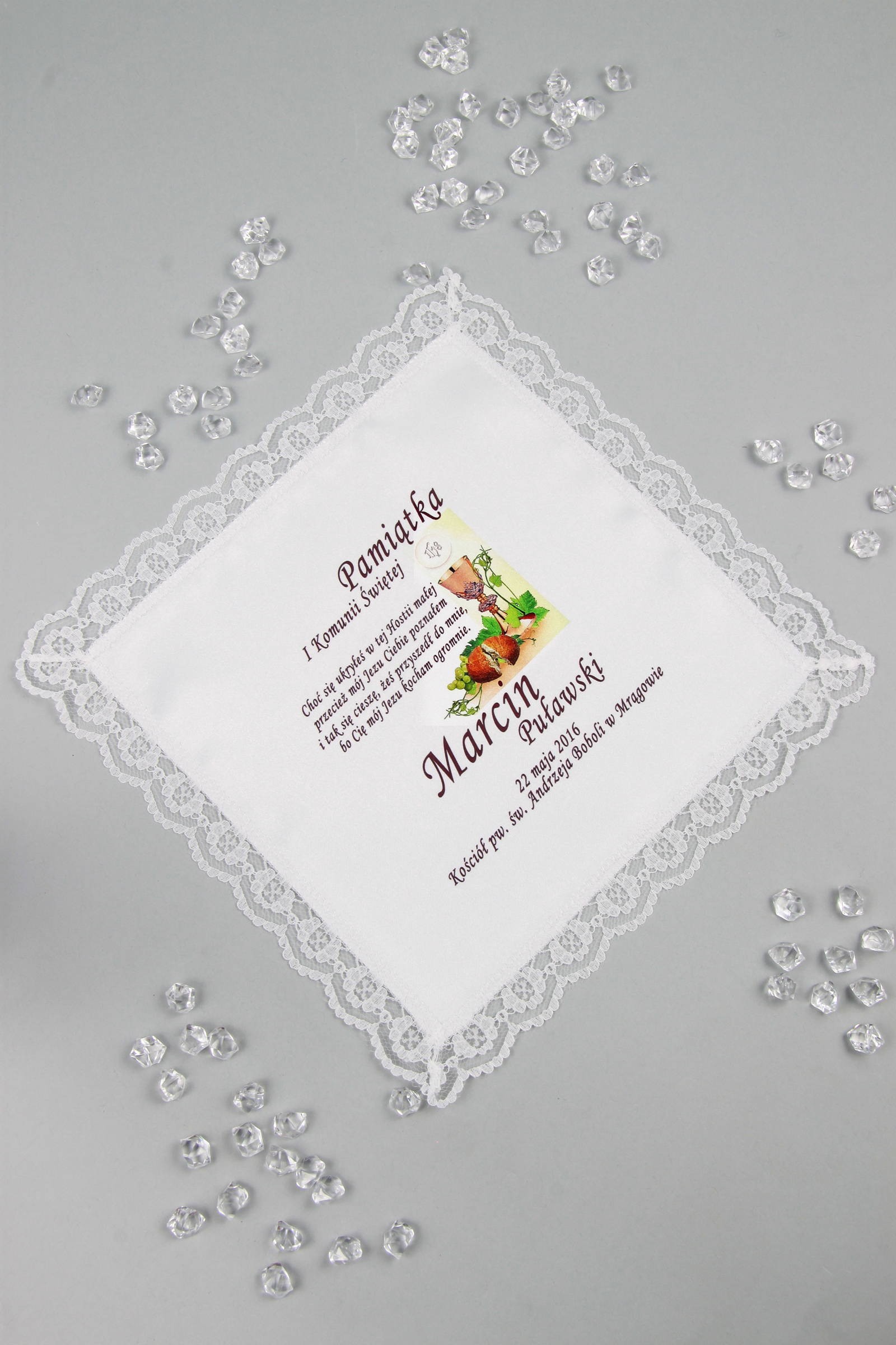 Communion handkerchief with graphic personalized UK-CHGI 5 Communion handkerchief with graphic personalized UK-CHGI 5 - obraz 1