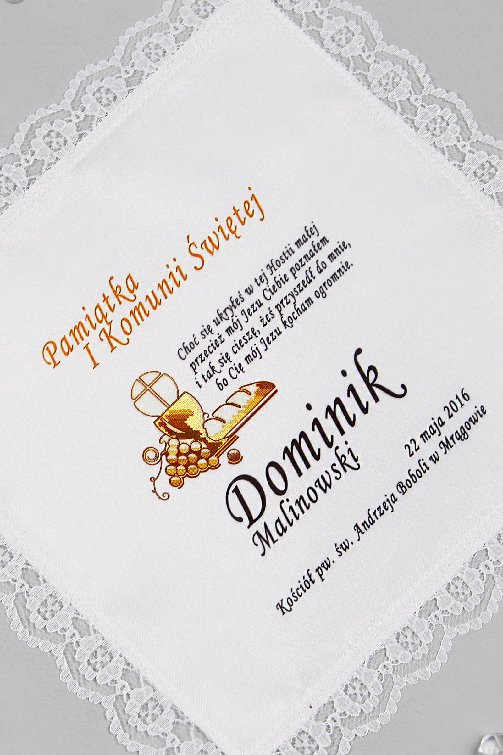 Communion handkerchief with graphic personalized UK-CHGI 4 Communion handkerchief with graphic personalized UK-CHGI 4 - obraz 0