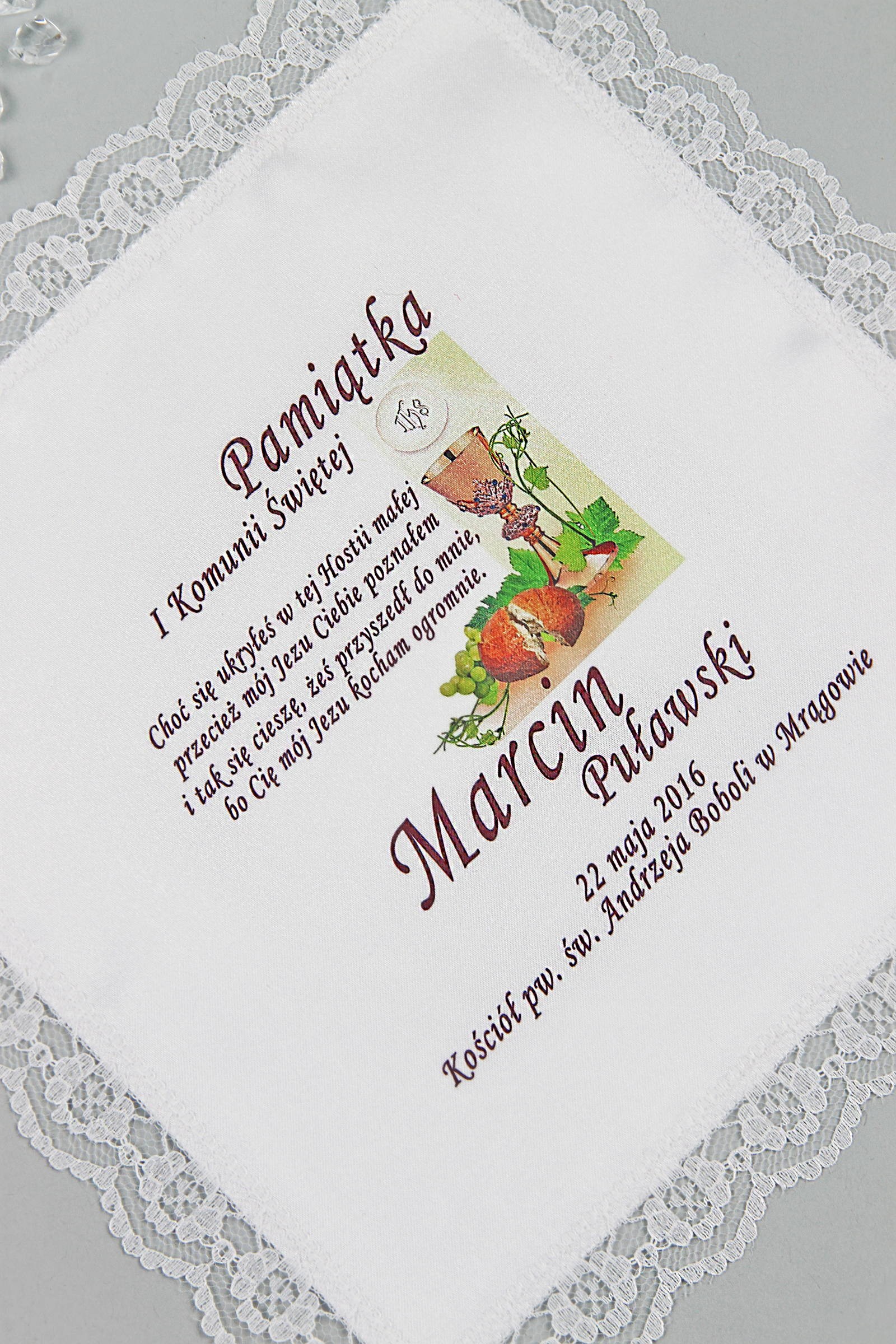 Communion handkerchief with graphic personalized UK-CHGI 5 Communion handkerchief with graphic personalized UK-CHGI 5 - obraz 0
