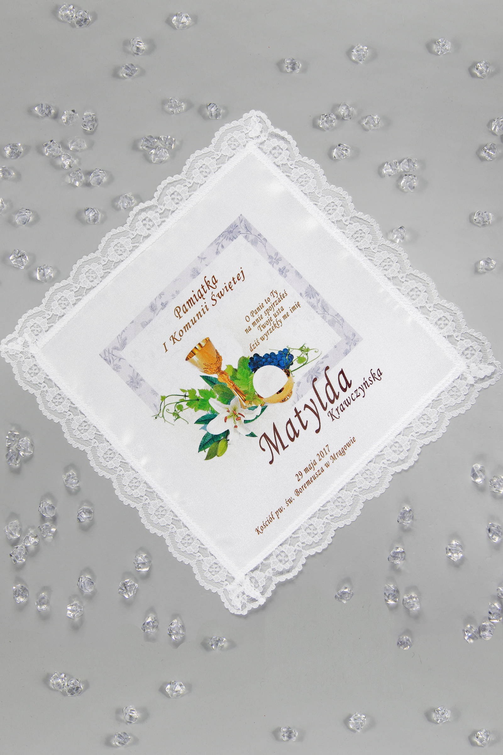 Communion handkerchief with graphic personalized UK-CHGI 11 Communion handkerchief with graphic personalized UK-CHGI 11 - obraz 1