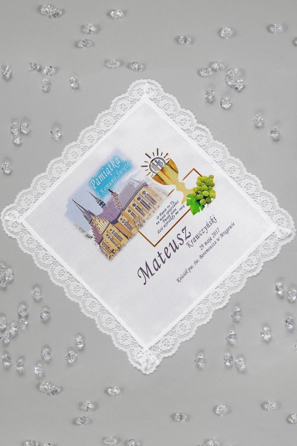 Communion handkerchief with graphic personalized UK-CHGI 12 Communion handkerchief with graphic personalized UK-CHGI 12 - obraz 1