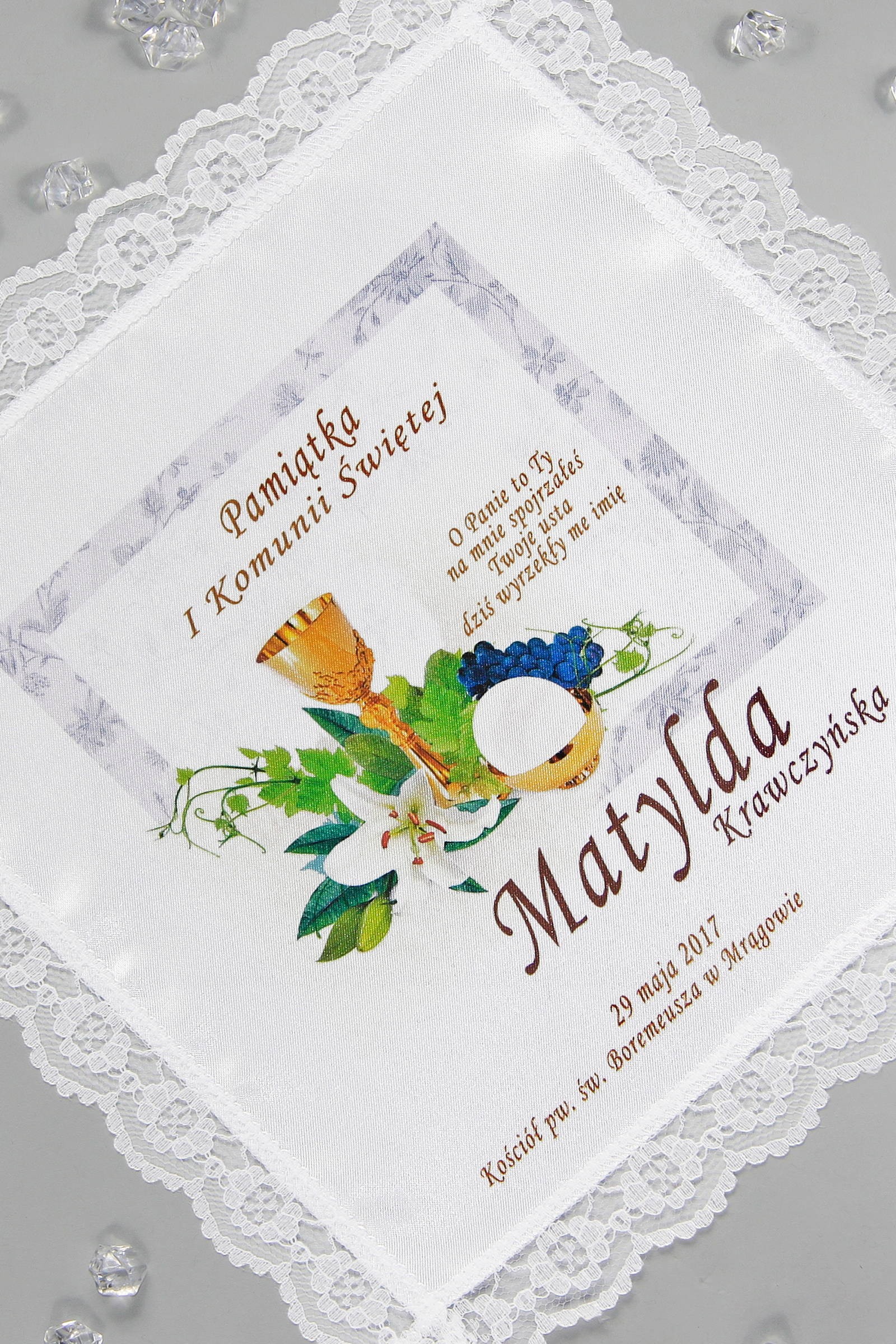 Communion handkerchief with graphic personalized UK-CHGI 11 Communion handkerchief with graphic personalized UK-CHGI 11 - obraz 0