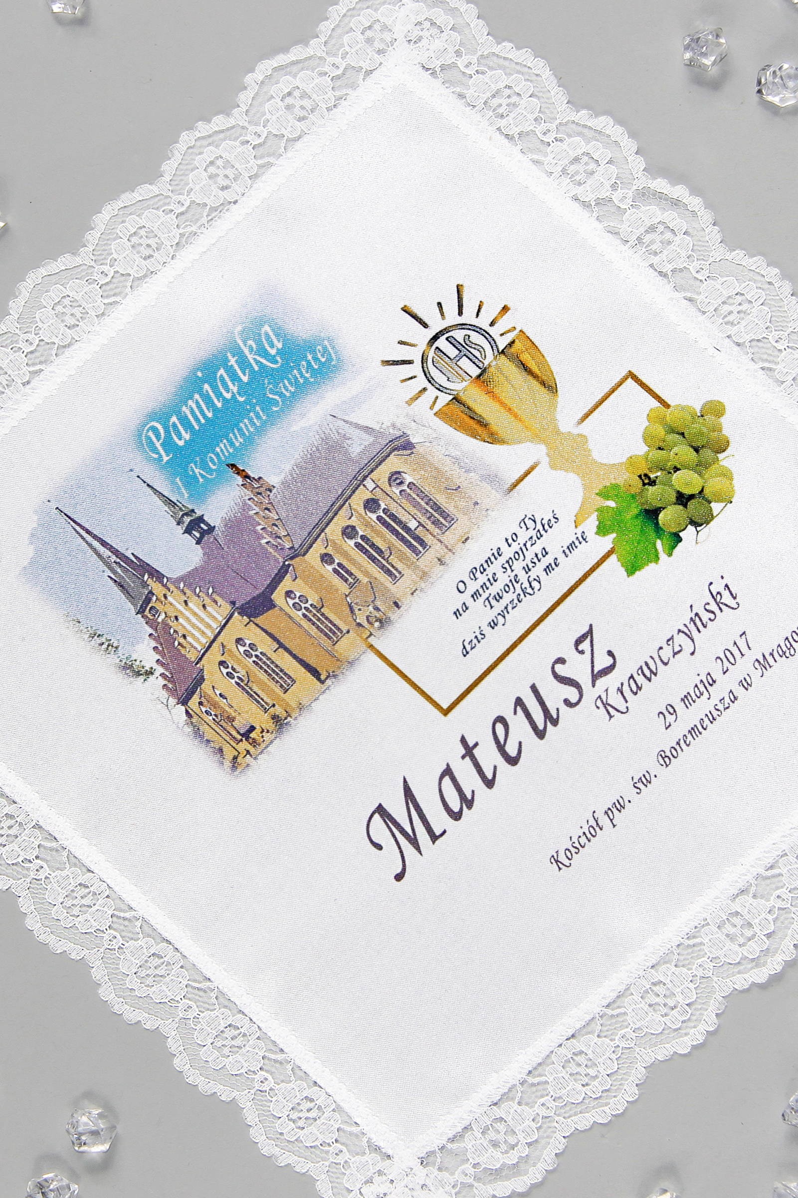 Communion handkerchief with graphic personalized UK-CHGI 12 Communion handkerchief with graphic personalized UK-CHGI 12 - obraz 0