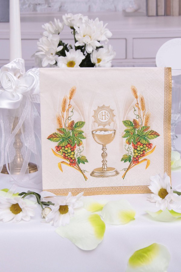 Communion napkins 1 - floral motif - obraz 1