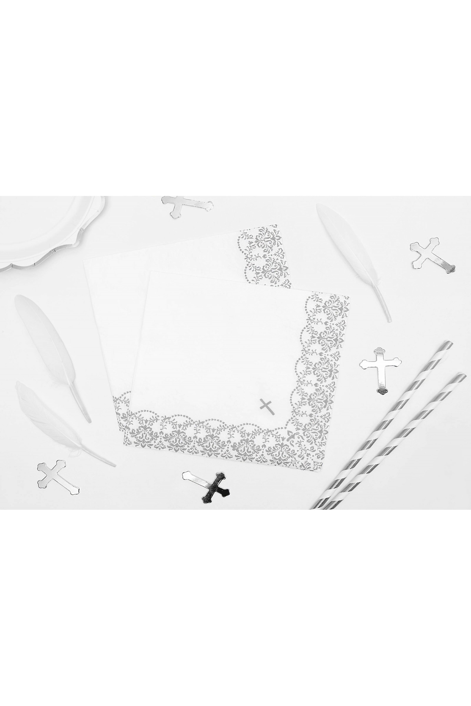 Communion napkins 7 - silver lace motif - obraz 1