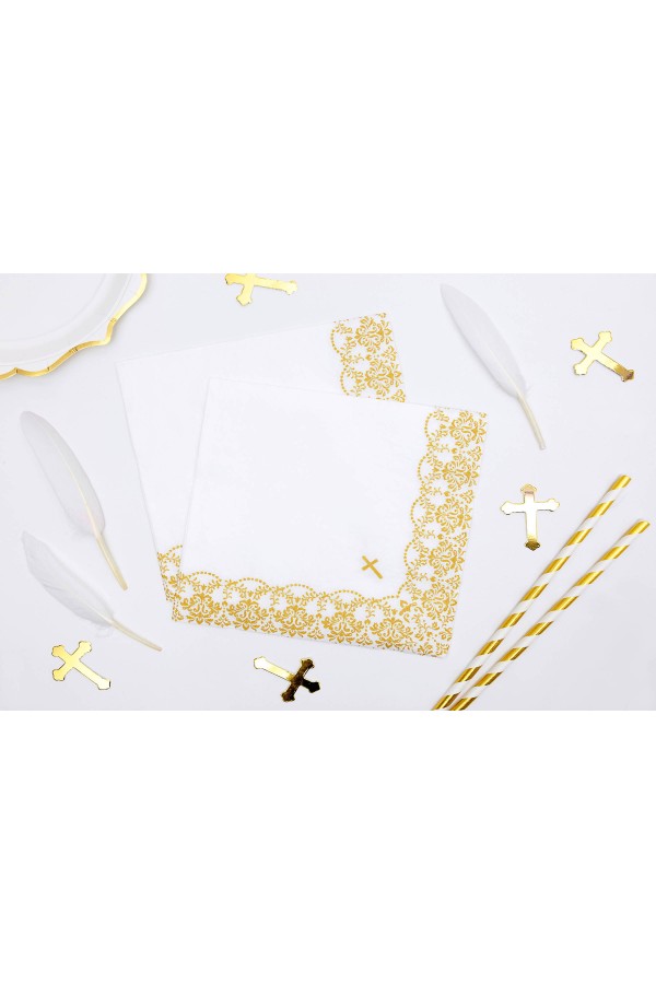 Communion napkins 6 - golden lace motif - obraz 3