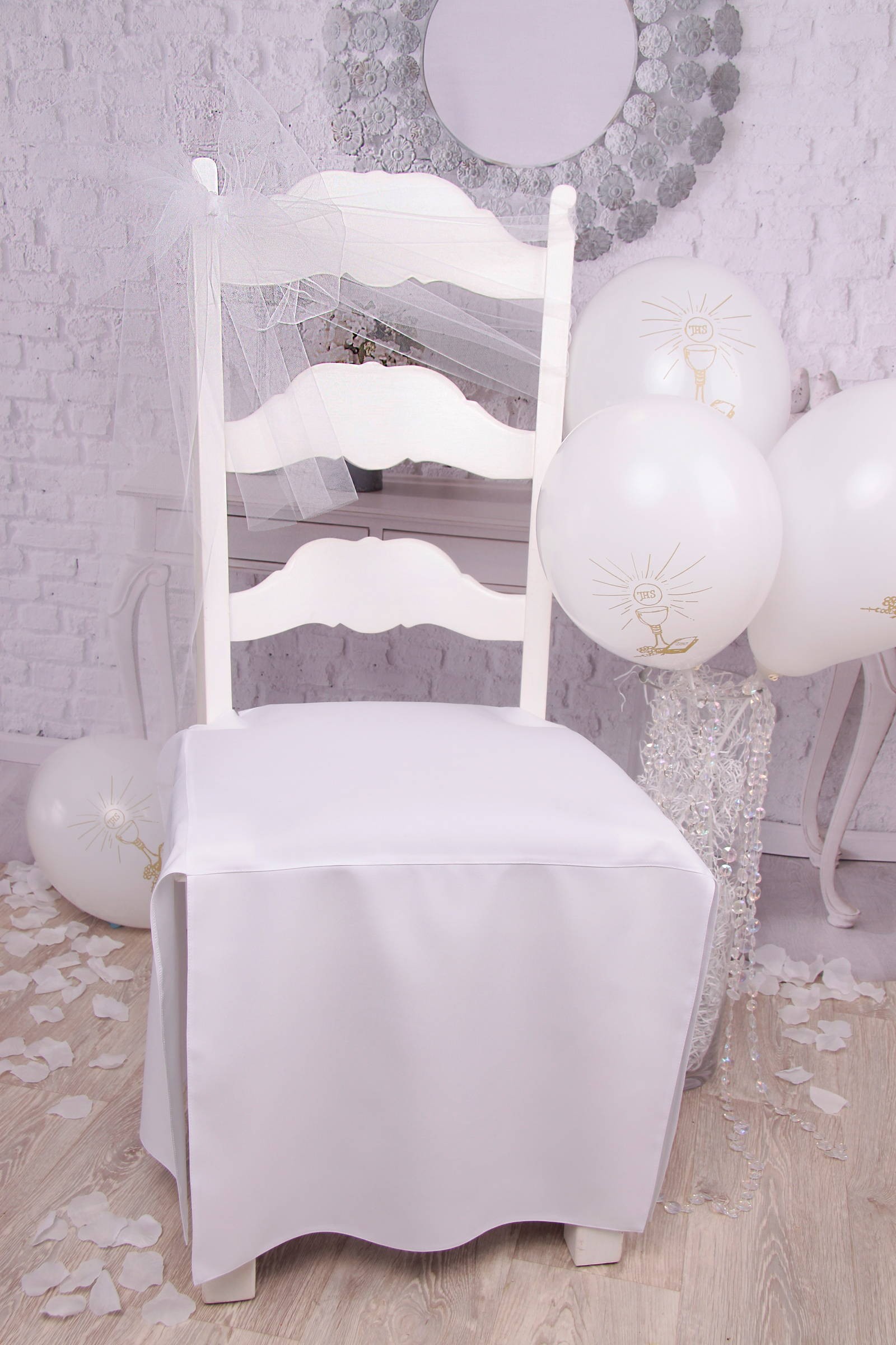 Communion chair tulle ornament - white Communion chair tulle ornament - white - obraz 1