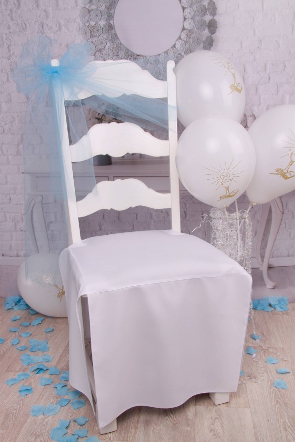 Communion chair tulle ornament - blue Communion chair tulle ornament - blue - obraz 1