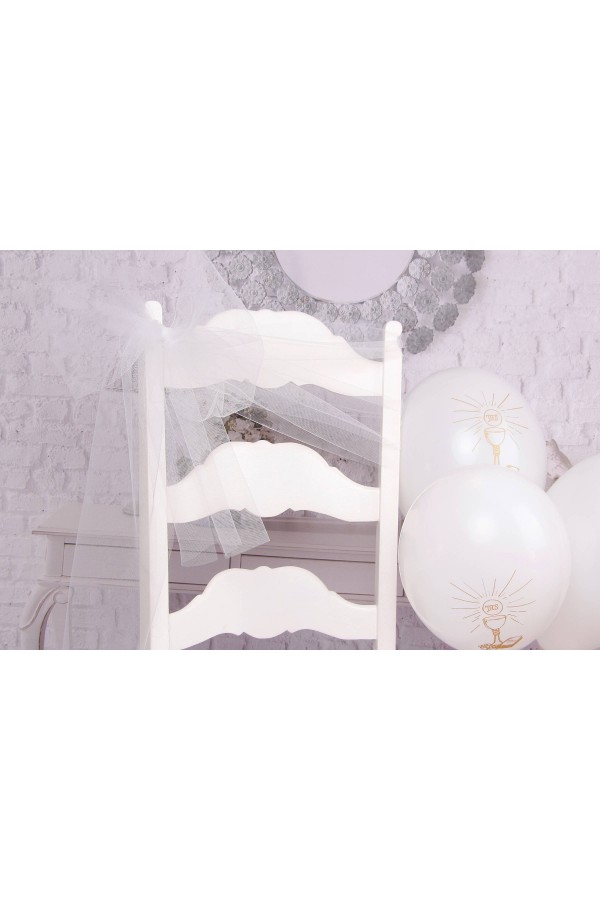 Communion chair tulle ornament - white Communion chair tulle ornament - white - obraz 2