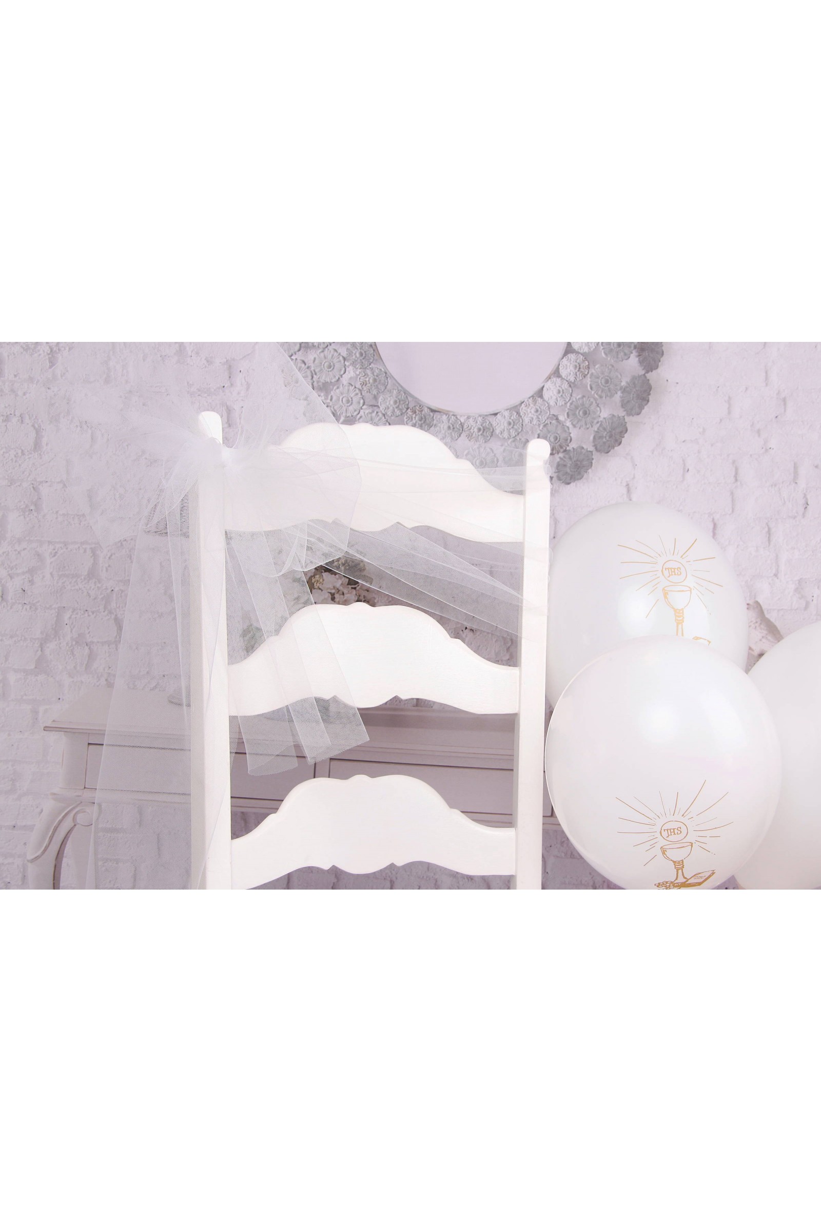 Communion chair tulle ornament - white Communion chair tulle ornament - white - obraz 2