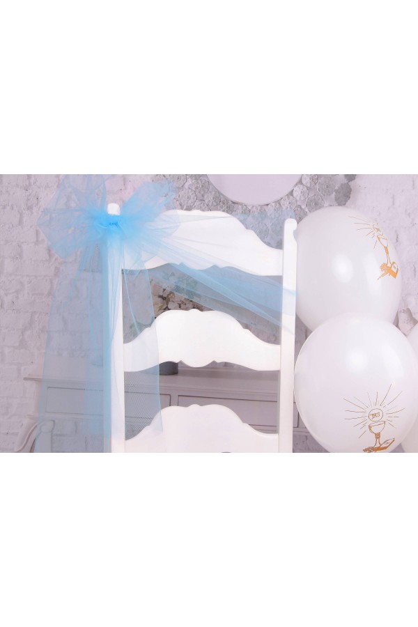 Communion chair tulle ornament - blue Communion chair tulle ornament - blue - obraz 2