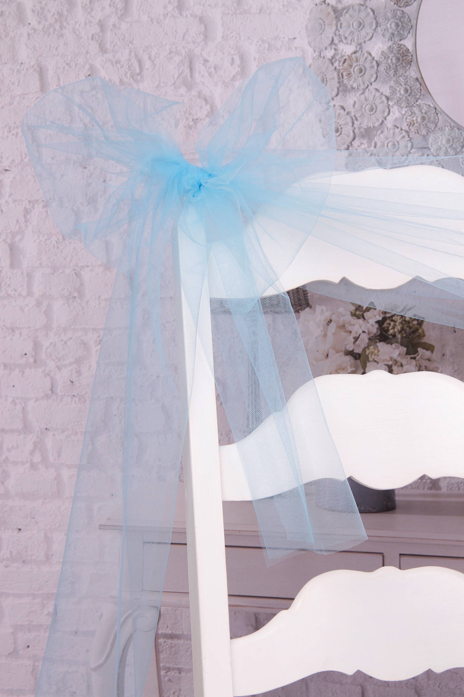 Communion chair tulle ornament - blue Communion chair tulle ornament - blue - obraz 0