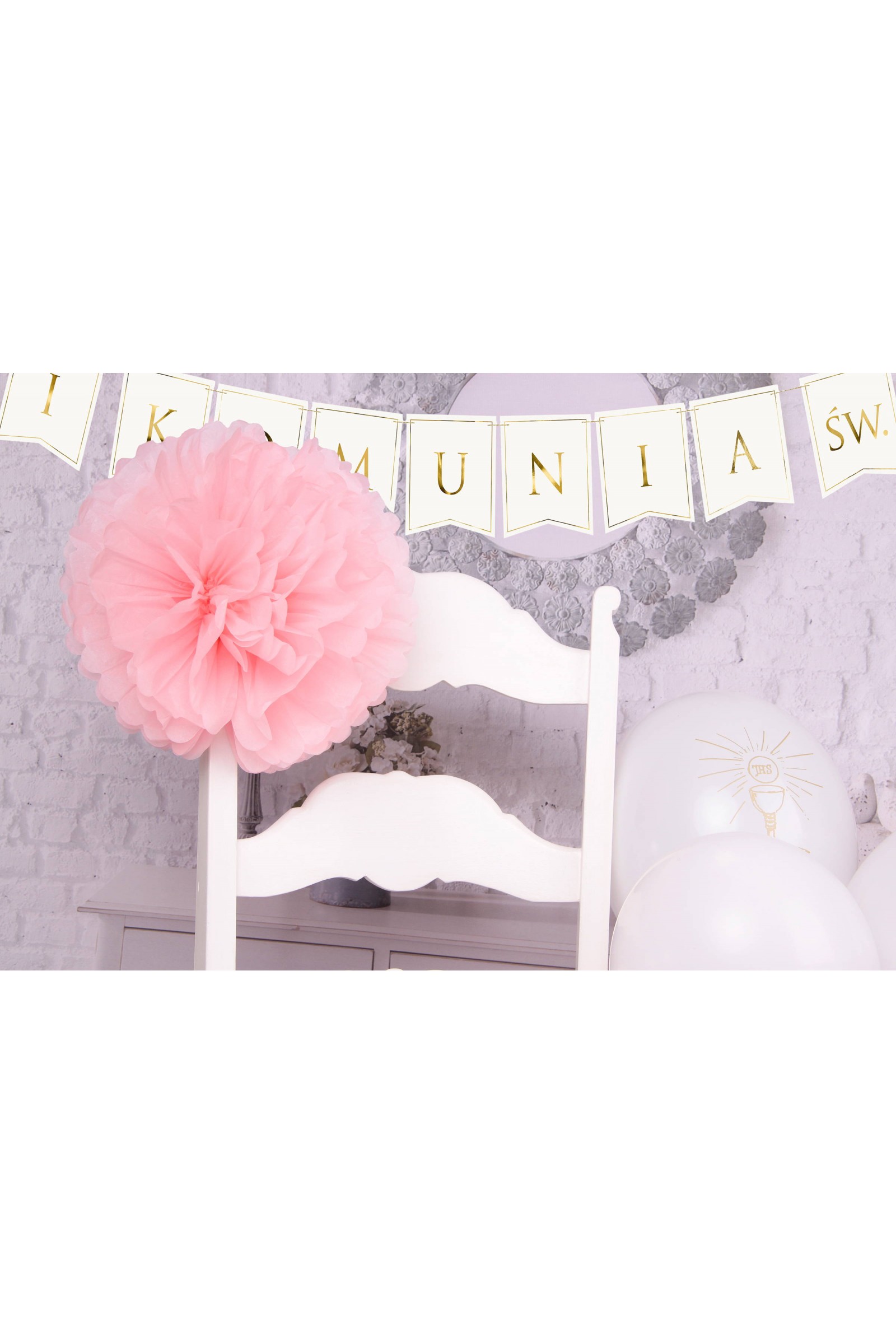 Communion chair ornament made of paper - pink - obraz 3