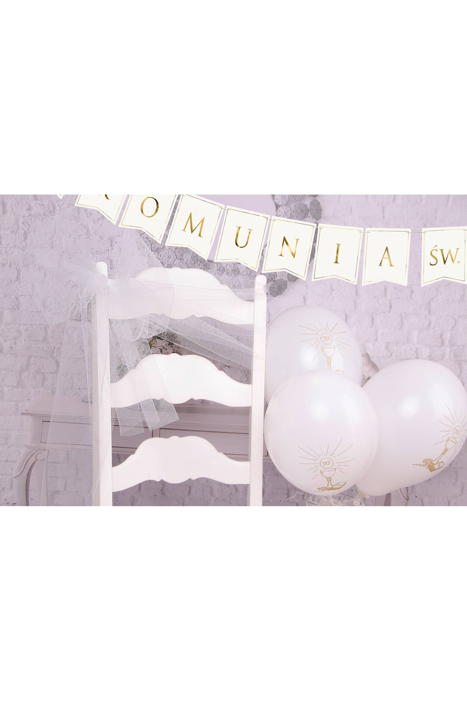 Communion chair tulle ornament - white Communion chair tulle ornament - white - obraz 3