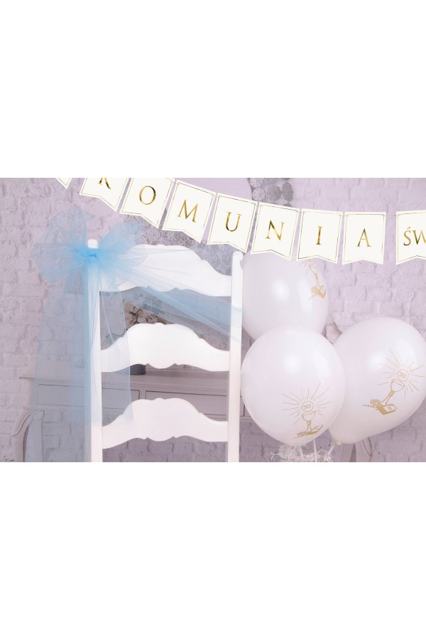 Communion chair tulle ornament - blue Communion chair tulle ornament - blue - obraz 3