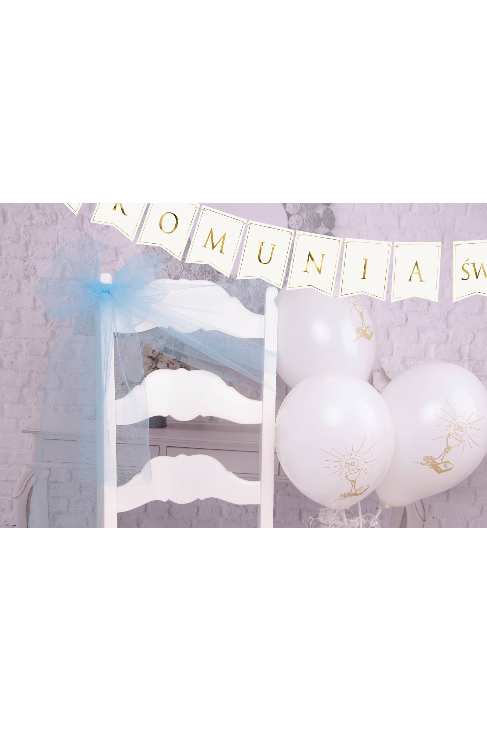 Communion chair tulle ornament - blue Communion chair tulle ornament - blue - obraz 3