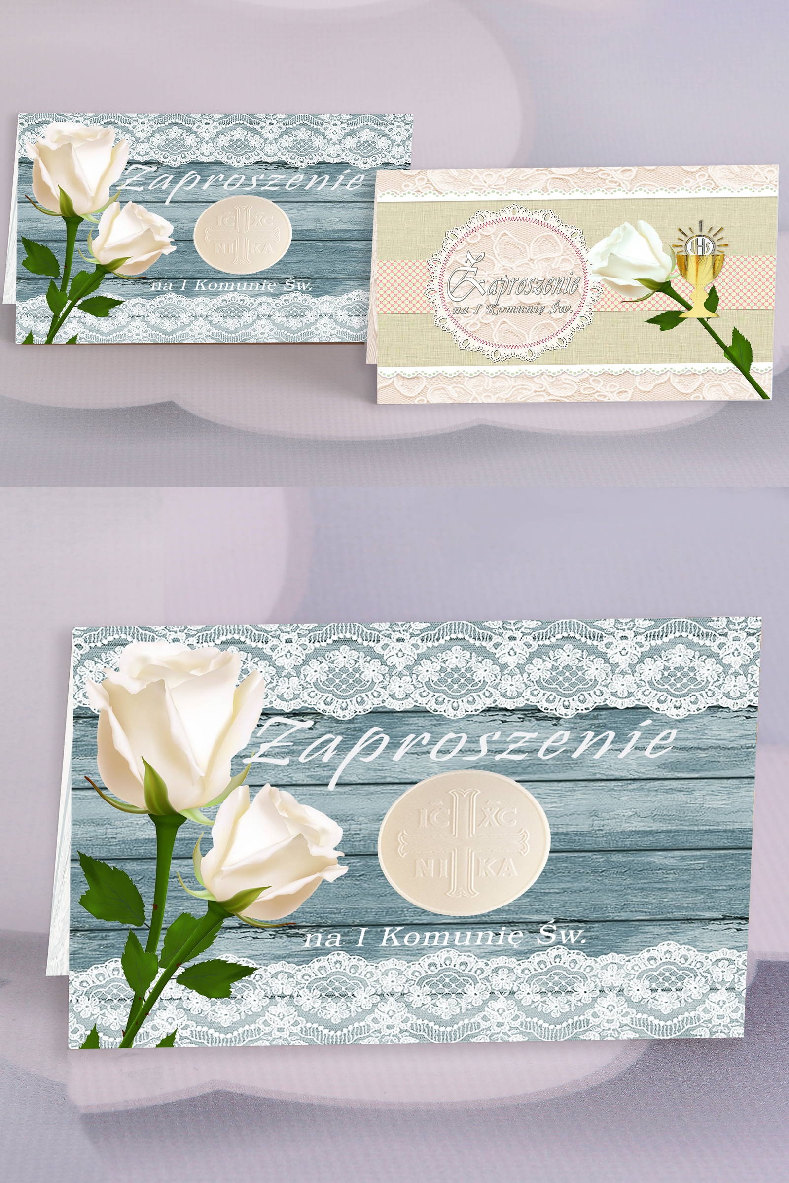 Personalized popular communion invitations - Lace 2 (a,b) Personalized popular communion invitations - Lace 2 (a,b) - obraz 0